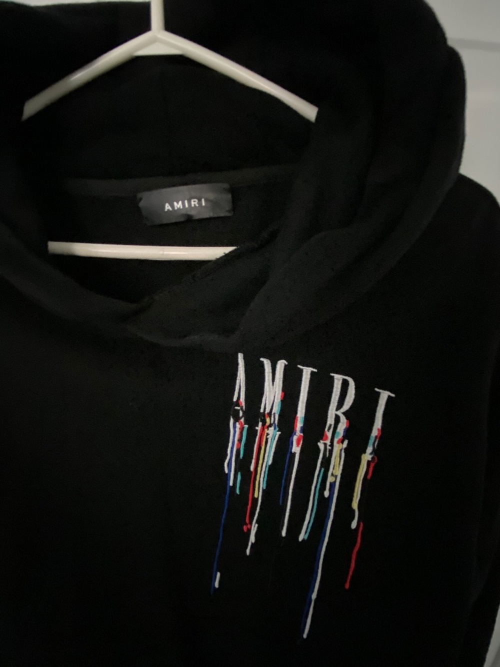 Mens Large Amiri Black Paint Drip Hoody